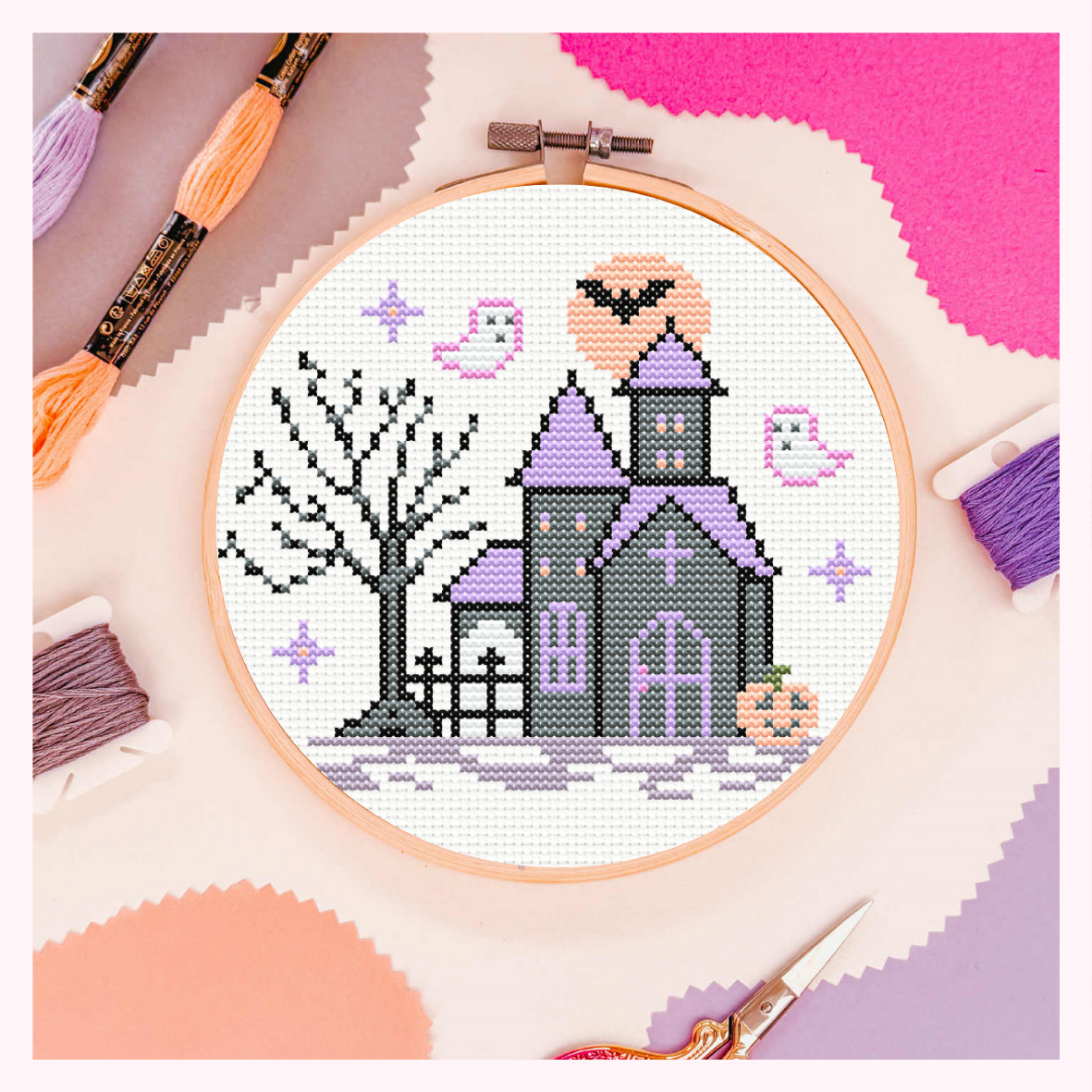 🎃 Spooky Chapel – Cross Stitch (Digital Pattern)
