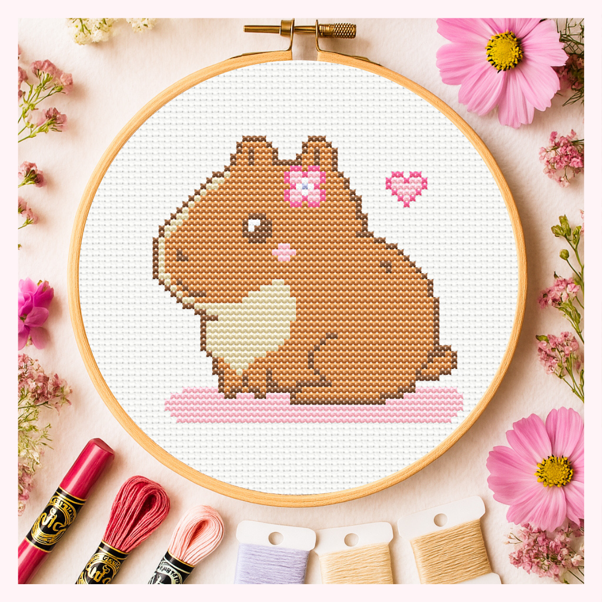 🐹 Capybara Yuki Cross Stitch (Digitale Pattern)